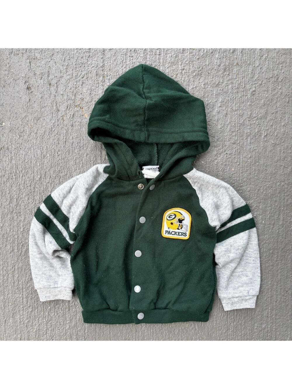 Vintage 80s Green Bay Packers NFL Football KIDS Baby Hoodied Sweater 6 Months